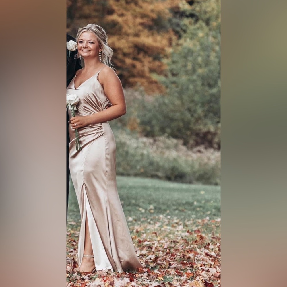 Elegant Satin Slip Dress in champagne - Women